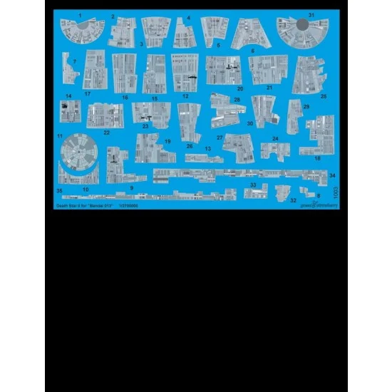 Greenstrawberry 01003 1/2700000 Death Star II Decals for Bandai 013 kits [Star Wars Return of Jedi] - Sci-fi & Educational Toys