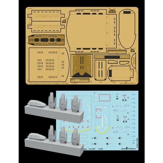 Greenstrawberry 22525 1/1400 USS Enterprise NCC-1701-E Hangars for AMT kit