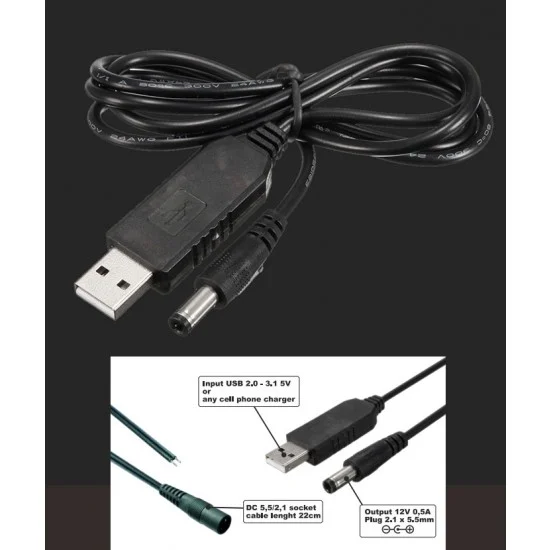 Greenstrawberry FX03 USB Power Supply 12V 0.5A w/Wires Cable - Sci-fi & Educational Toys
