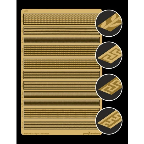 Greenstrawberry WG004-2 Wargaming - Ornamental Stripes Universal Vol.II 0.75mm, 0.7mm, 1.2mm, 1.8mm