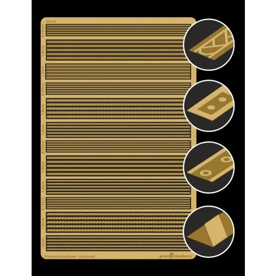 Greenstrawberry WG004-4 Ornamental Stripes Vol.IV Photo-etch set (0.75mm, 0.7mm, 1.2mm, 1.8mm)