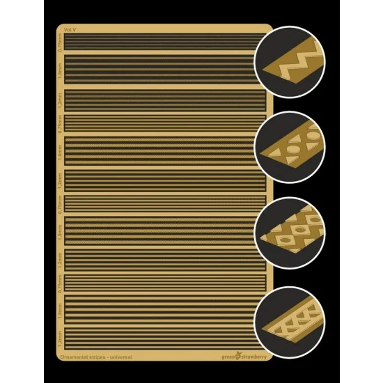Greenstrawberry WG004-5 Ornamental Stripes Vol.V Photo-etch set (0.75mm, 0.7mm, 1.2mm, 1.8mm)