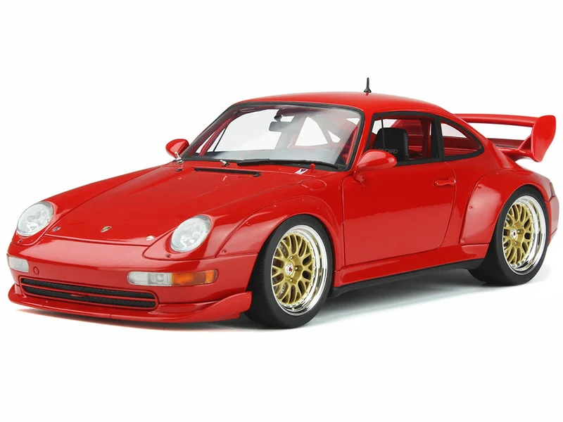 1996 Porsche 911 (993) 3.8 RSR Guards Red with Gold Wheels 1/18 Model Car by GT Spirit - Porsche Models