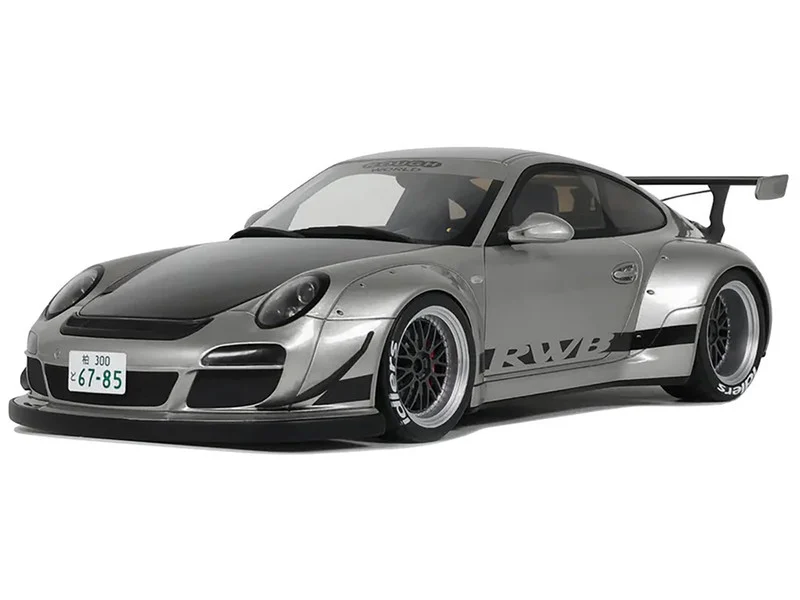 2024 Porsche 911 RWB Abu Silver Metallic with Black Hood 1/18 Model Car by GT Spirit - Porsche Models