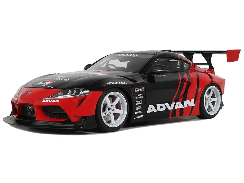 2020 Toyota Supra GR RHD (Right Hand Drive) "Advan" Black and Red 1/18 Model Car by GT Spirit - Toyota Models