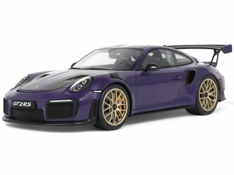 2021 Porsche 911 (991.2) GT2 RS Ultraviolet Metallic with Carbon Stripes 1/18 Model Car by GT Spirit - Porsche Models