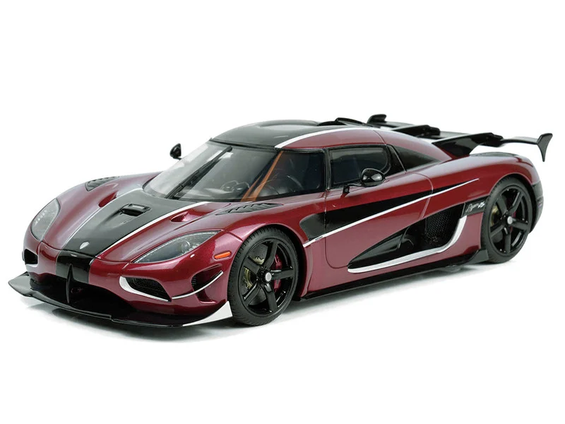 2017 Koenigsegg Agera RS Deep Red Metallic with Black Stripes 1/18 Model Car by GT Spirit - Koenigsegg Models
