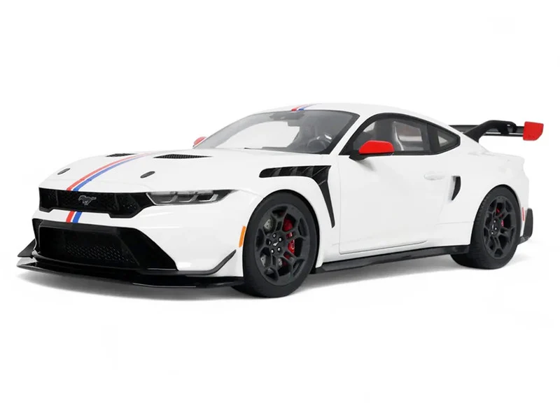 2025 Ford Mustang GTD "Spirit of America" Performance White with Blue and Red Stripes 1/18 Model Car by GT Spirit - Ford Models