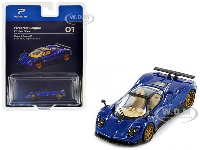 Pagani Zonda F Argentina Blue Metallic "Hypercar League Collection" 1/64 Diecast Model Car by PosterCars - Pagani Models