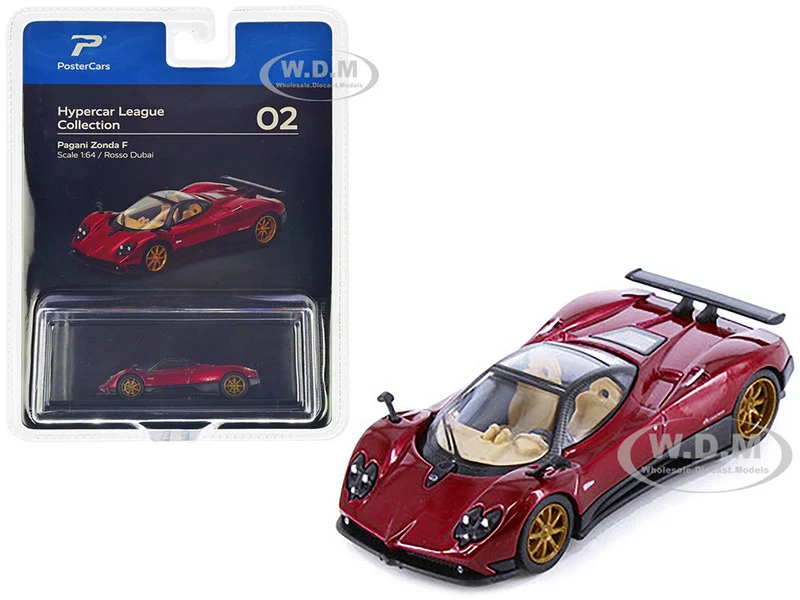 Pagani Zonda F Rosso Dubai Red Metallic "Hypercar League Collection" 1/64 Diecast Model Car by PosterCars - Pagani Models