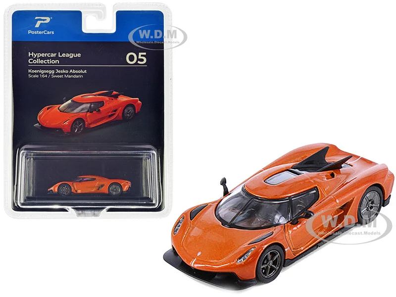 Koenigsegg Jesko Absolut Sweet Mandarin Orange Metallic "Hypercar League Collection" 1/64 Diecast Model Car by PosterCars - Koenigsegg Models