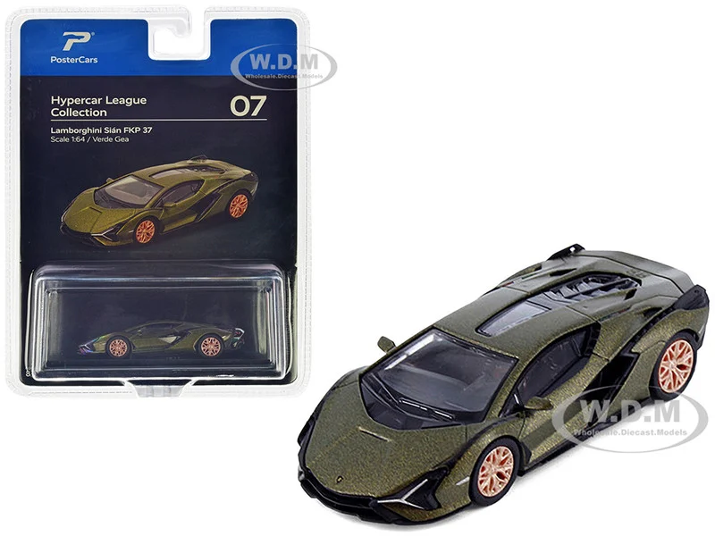 Lamborghini Sian FKP 37 Verde Gea Green Metallic "Hypercar League Collection" 1/64 Diecast Model Car by PosterCars - Lamborghini Models