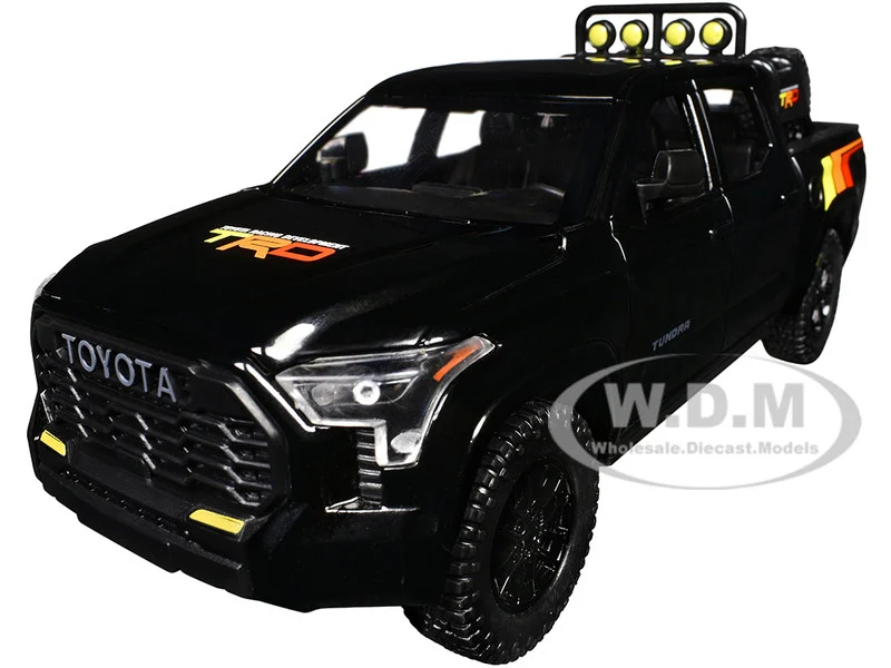 2023 Toyota Tundra TRD 4x4 Pickup Truck Black with TRD Stripes with Sunroof and Wheel Rack Limited Edition to 2400 pieces Worldwide 1/24 Diecast Model Car - Toyota Models