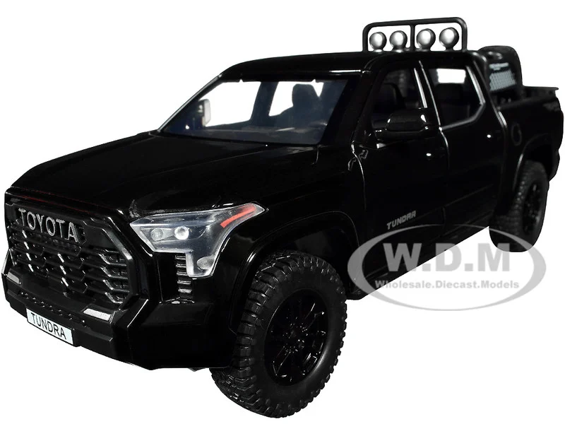 2023 Toyota Tundra TRD 4x4 Pickup Truck Black with Sunroof and Wheel Rack 1/24 Diecast Model Car - Toyota Models