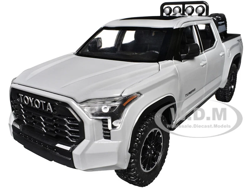 2023 Toyota Tundra TRD 4x4 Pickup Truck Cement Gray with Sunroof and Wheel Rack 1/24 Diecast Model Car - Toyota Models