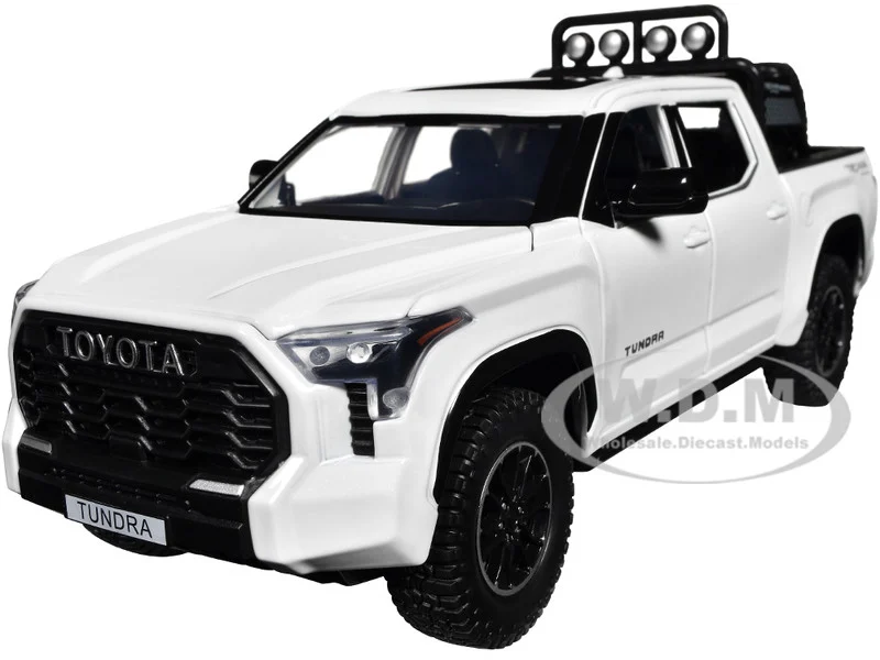 2023 Toyota Tundra TRD 4x4 Pickup Truck White Metallic with Sunroof and Wheel Rack 1/24 Diecast Model Car - Toyota Models
