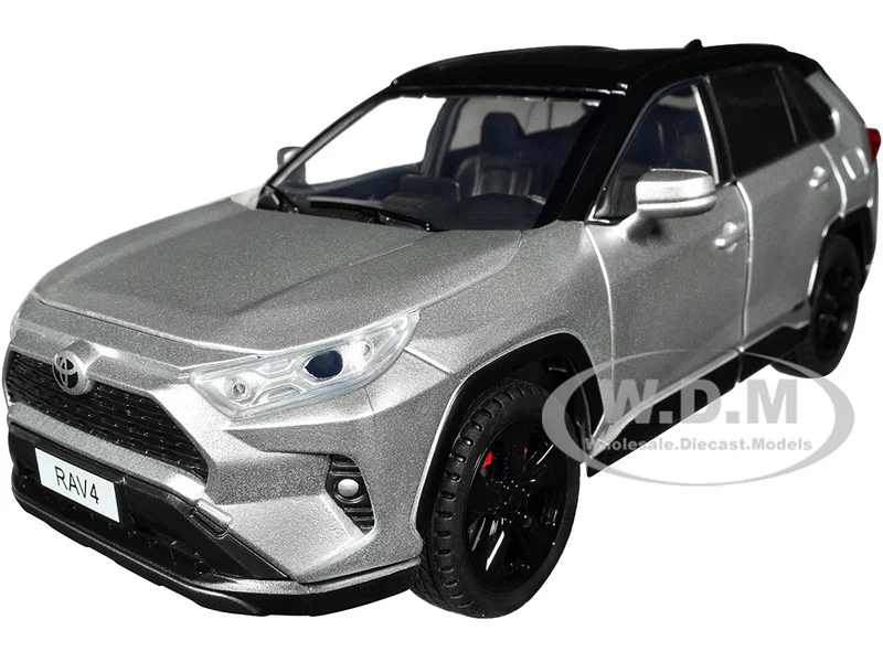 Toyota Rav4 Hybrid XSE Silver Metallic with Black Top and Sunroof 1/24 Diecast Model Car - Toyota Models