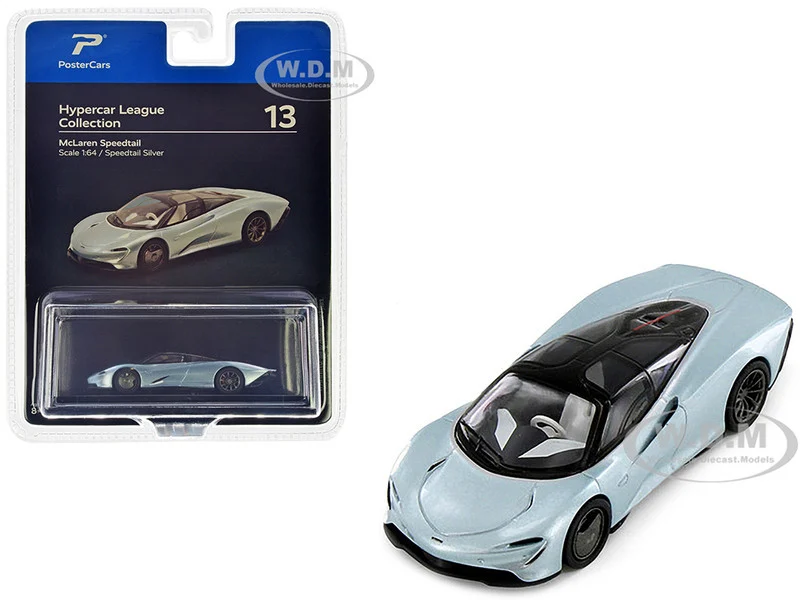 McLaren Speedtail Silver Metallic with Black Top "Hypercar League Collection" 1/64 Diecast Model Car by PosterCars - McLaren Models