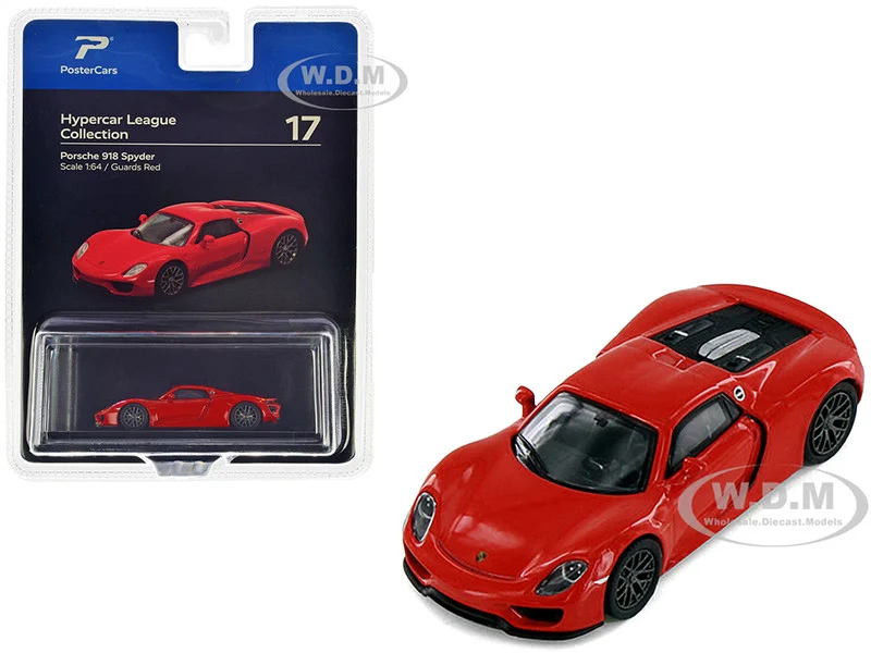 Porsche 918 Spyder Guards Red "Hypercar League Collection" 1/64 Diecast Model Car by PosterCars - Porsche Models
