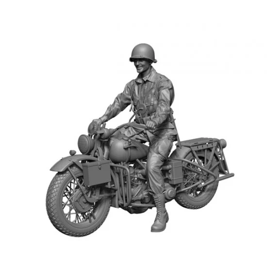 H3 Models 24107 1/24 WWII US Para Ironhorse Rider with Bike - Military Vehicles & Tanks