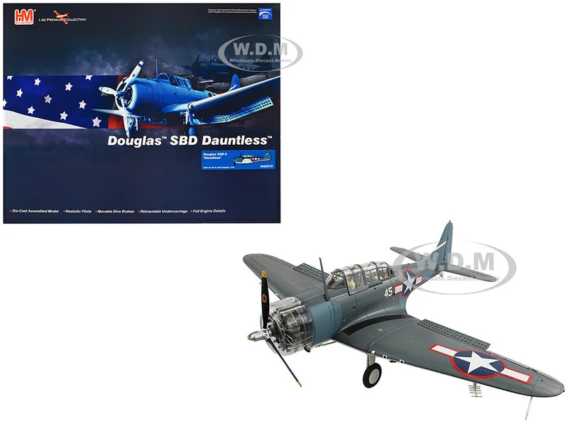 Douglas SBD-5 Dauntless Bomber Aircraft "VB-16, USS Lexington" (1943) United States Navy "Premium Collection" 1/32 Diecast Model by Hobby Master