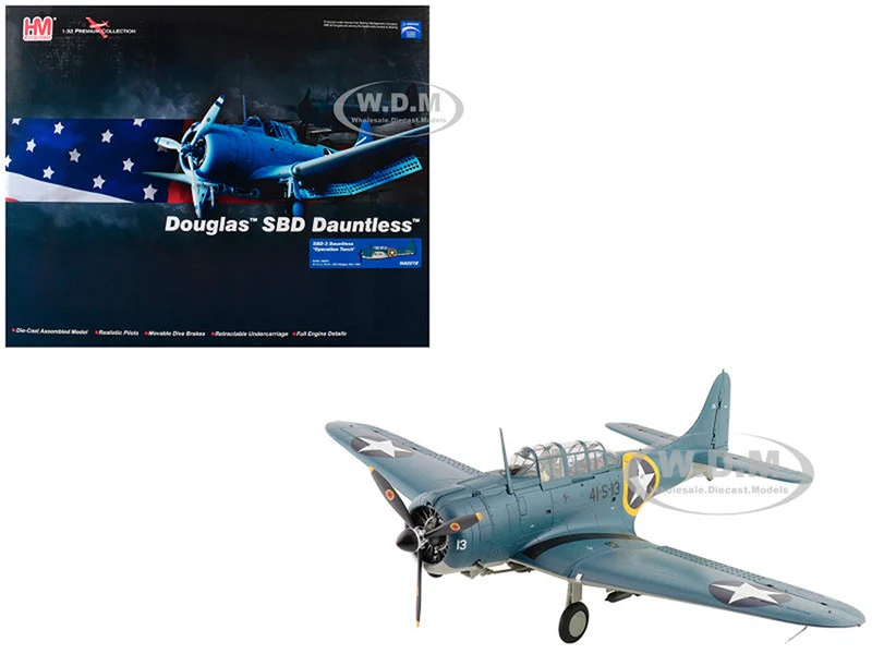 Douglas SBD-3 Dauntless Aircraft "06624, 41-S-13, Operation Torch, VS-41, USS Ranger" (1942) United States Navy "Premium Collection" 1/32 Diecast Model by Hobby Master