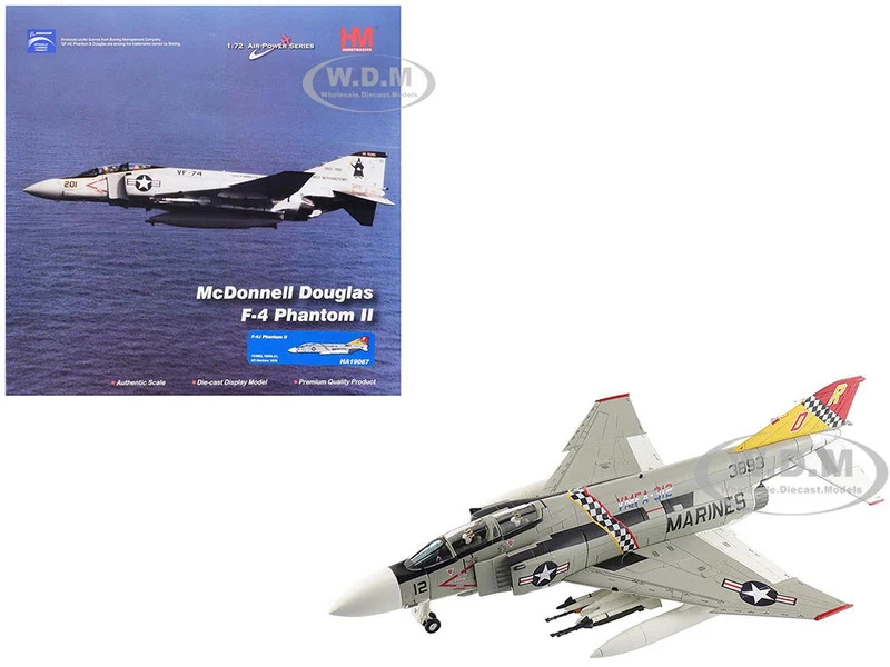 McDonnell Douglas F-4J Phantom II Fighter-Bomber Aircraft "153893, VMFA-312 Checkerboards" (1976) United States Marine Corps "Air Power Series" 1/72 Diecast Model by Hobby Master