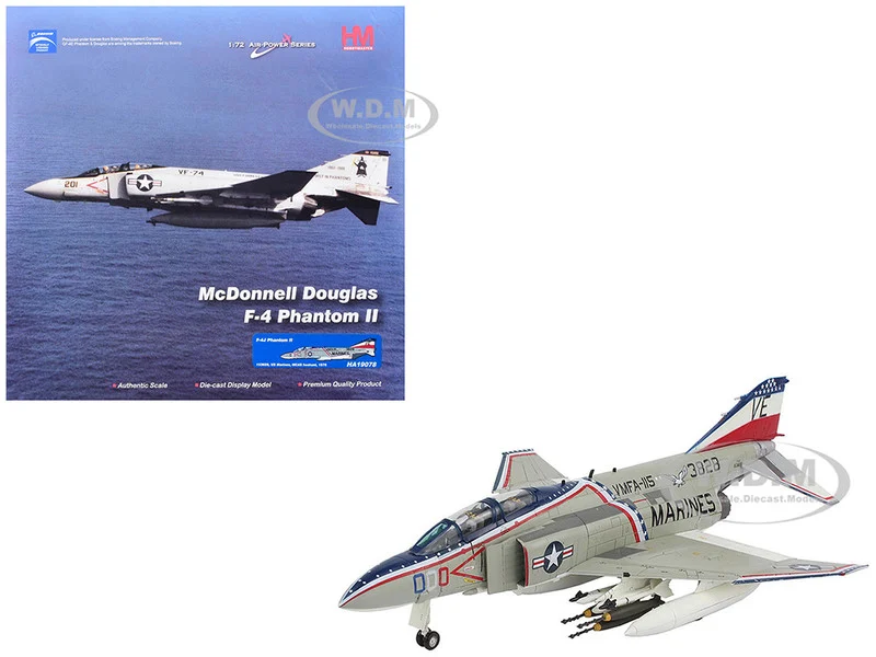 McDonnell Douglas F-4J Phantom II Fighter-Bomber Aircraft "153828, MCAS Iwakuni, Japan" (1976) United States Marine Corps "Air Power Series" 1/72 Diecast Model by Hobby Master