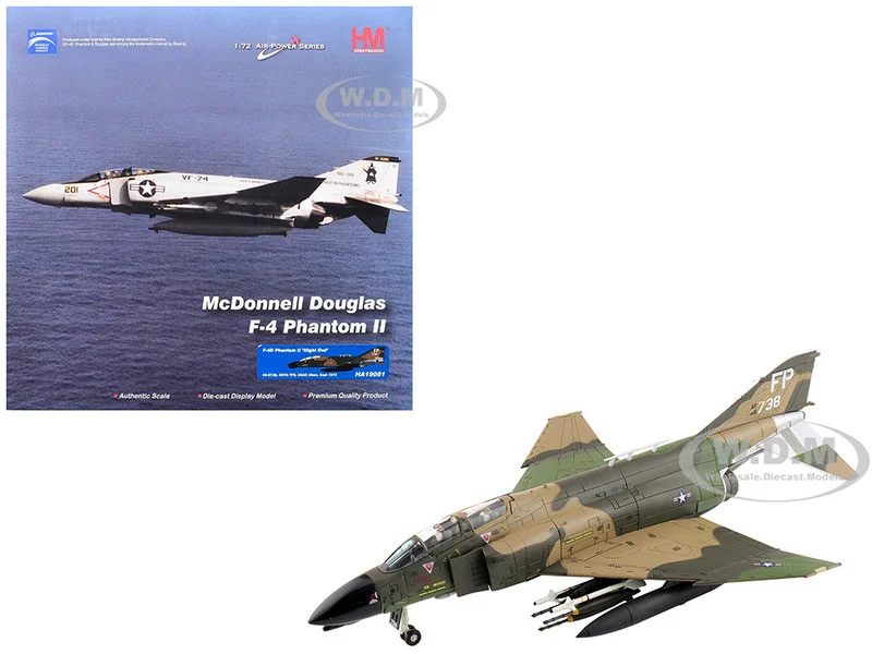 McDonnell Douglas F-4D Phantom II Fighter-Bomber Aircraft "66-8738, Night Owl, 497th TFS, Ubon RTAFB, Thailand" (1972) United States Air Force "Air Power Series" 1/72 Diecast Model by Hobby Master