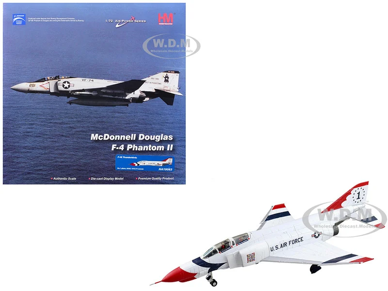 McDonnell Douglas F-4E Phantom II Fighter-Bomber Aircraft "Thunderbirds No.1 Plane, 1973/74 Season" United States Air Force "Air Power Series" 1/72 Diecast Model by Hobby Master