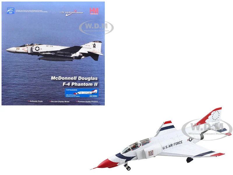 McDonnell Douglas F-4E Phantom II Fighter-Bomber Aircraft "Thunderbirds, with Decals for No.1 to 7 planes, 1973/74 Season" United States Air Force "Air Power Series" 1/72 Diecast Model by Hobby Master