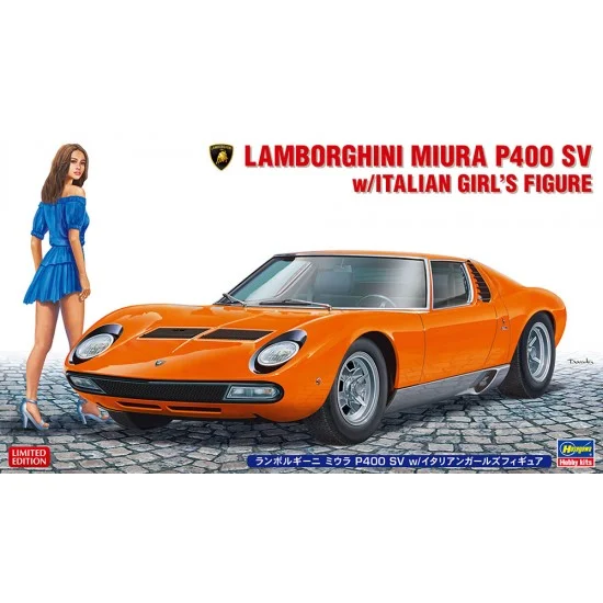 Hasegawa 20423 1/24 Lamborghini Miura P400 SV w/Italian Girl's Figure - Model Cars
