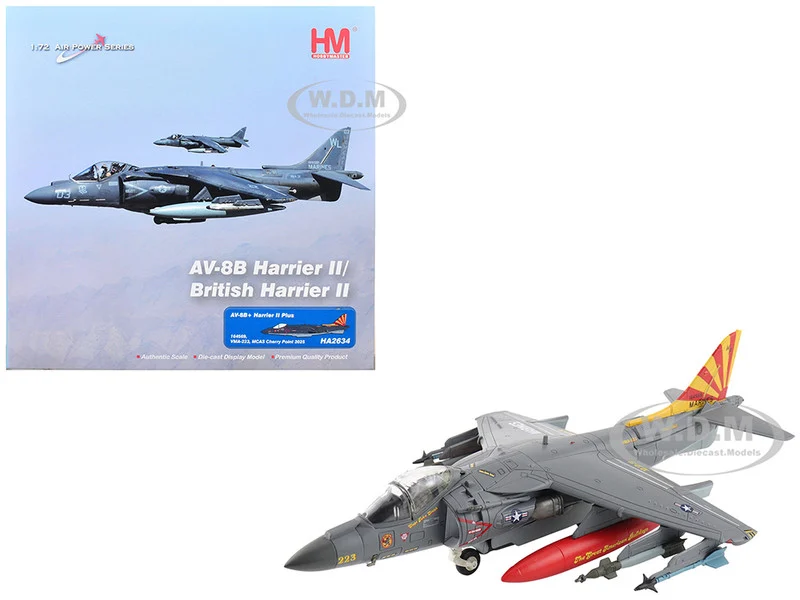 British Aerospace AV-8B Harrier II Plus Aircraft "164569, VMA-223 Bulldogs, MCAS Cherry Point" (2025) United States Marine Corps "Air Power Series" 1/72 Diecast Model by Hobby Master