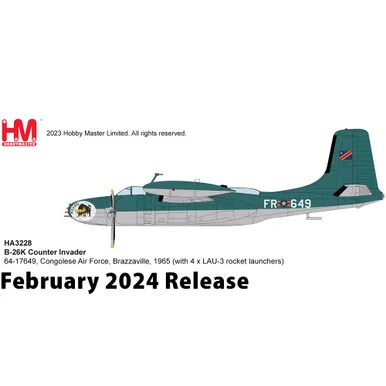 B-26K Counter Invader 1/72 Die Cast Model - HA3228 Congolese Air Force, Brazzaville, 1965