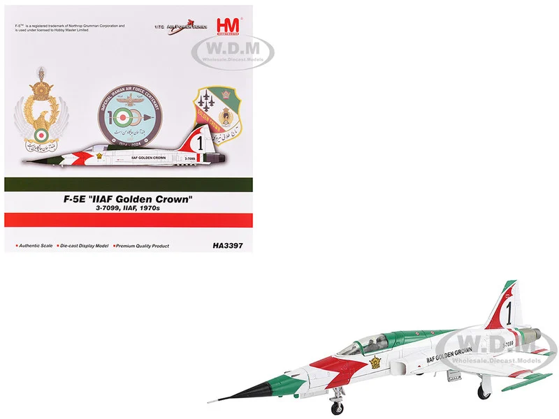 Northrop F-5E Tiger II Aircraft "#1, 3-7099, IIAF Golden Crown" Imperial Iranian Air Force "Air Power Series" 1/72 Diecast Model by Hobby Master