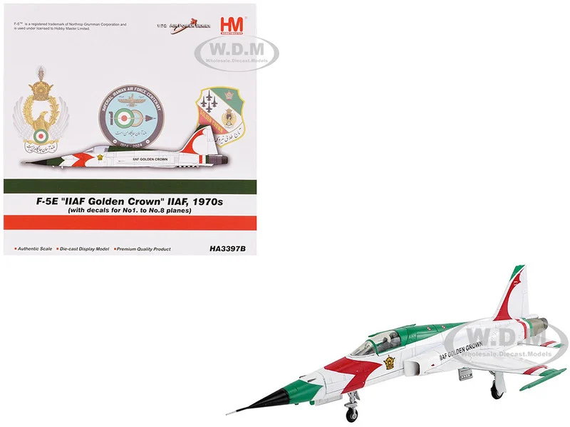 Northrop F-5E Tiger II Aircraft "#1-8, 3-7099, IIAF Golden Crown" Imperial Iranian Air Force "Air Power Series" 1/72 Diecast Model by Hobby Master