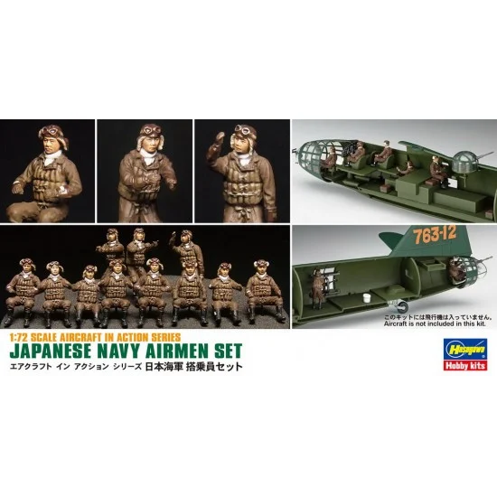 Hasegawa 35116 1/72 Japanese Navy Airmen Set (16pcs Of Figure Parts, 6 Poses) - Model Planes