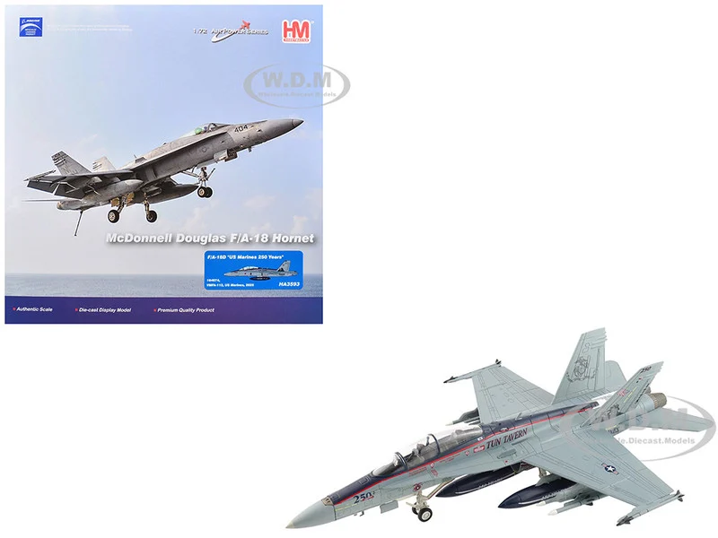 McDonnell Douglas F/A-18D Hornet Aircraft "164874, US Marines 250 Years, VMFA-112 Cowboys" (2025) United States Marines "Air Power Series" 1/72 Diecast Model by Hobby Master