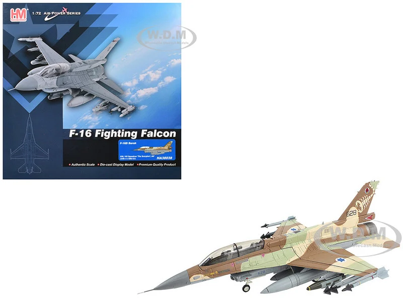 Lockheed F-16D Fighting Falcon Fighter Aircraft "628, Barak, 105 Squadron, The Scorpion" Israeli Air Force "Air Power Series" 1/72 Diecast Model by Hobby Master