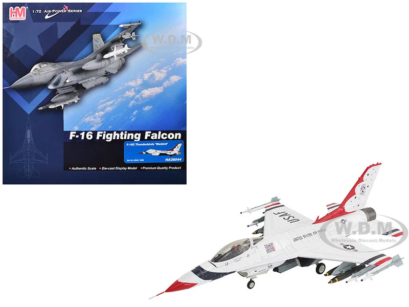Lockheed F-16C Fighting Falcon Fighter Aircraft "No.10, Thunderbirds, Warbird" United States Air Force "Air Power Series" 1/72 Diecast Model by Hobby Master