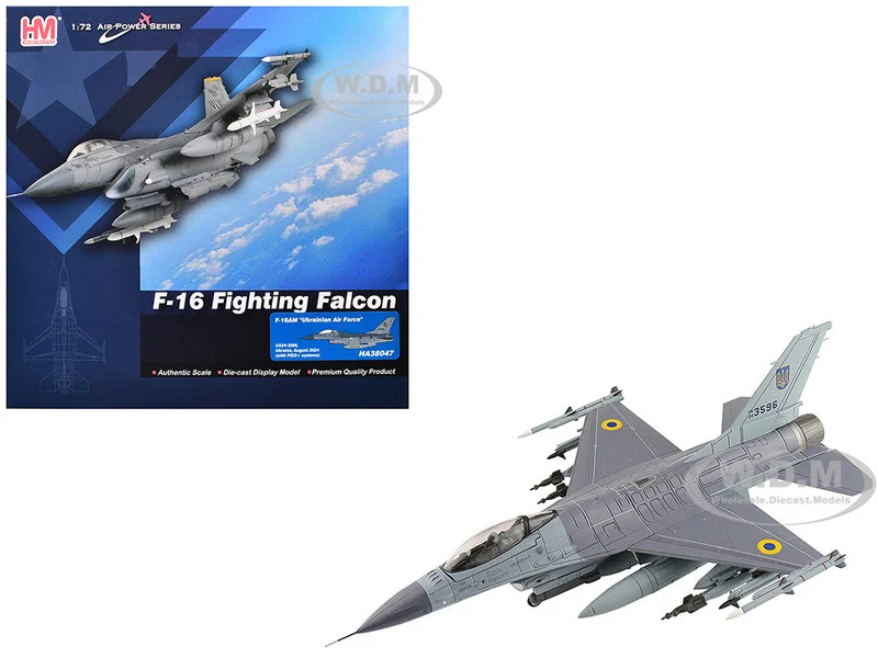 Lockheed F-16AM Fighting Falcon Fighter Aircraft "UA24-3596, Pylon Integrated Dispenser System Plus" (2024) Ukrainian Air Force "Air Power Series" 1/72 Diecast Model by Hobby Master