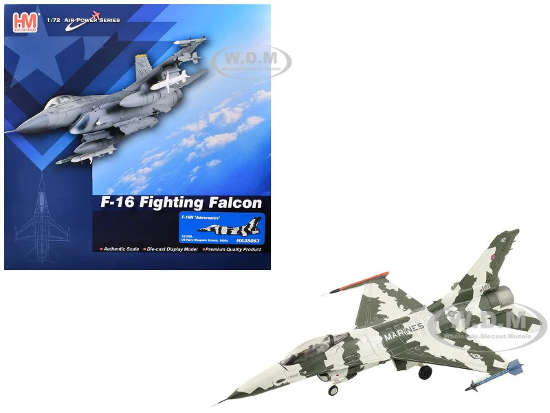 General Dynamics F-16N Fighting Falcon Fighter Aircraft "163269, U.S. Navy Fighter Weapons School" (1990s) United States Marine Corps "Air Power Series" 1/72 Diecast Model by Hobby Master