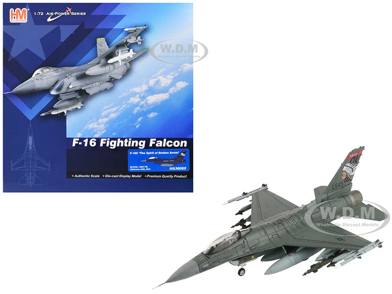 Lockheed F-16C Fighting Falcon Fighter Aircraft "88-0545, 138th Fighter Wing, Oklahoma Air National Guard" (2024) United States Air Force "Air Power Series" 1/72 Diecast Model by Hobby Master