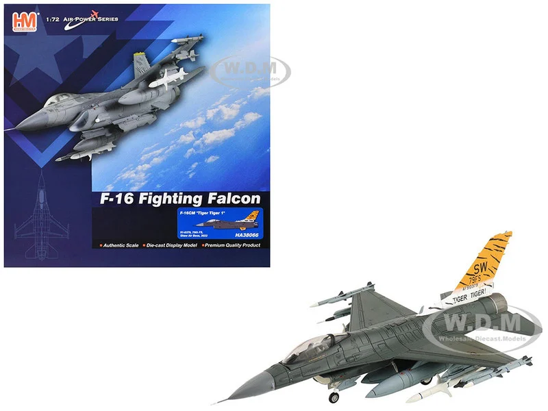 Lockheed F-16CM Fighting Falcon Fighter Aircraft "91-0379, Tiger Tiger 1, 79th Fighter Squadron, Shaw Air Force Base" (2023) United States Air Force "Air Power Series" 1/72 Diecast Model by Hobby Master