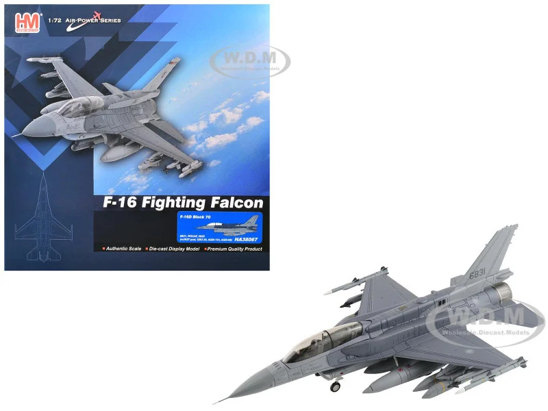 Lockheed F-16D Fighting Falcon Fighter Aircraft "6831, Block 70" (2025) Republic of China Air Force "Air Power Series" 1/72 Diecast Model by Hobby Master