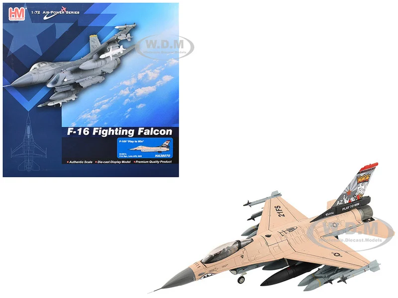 Lockheed F-16V Fighting Falcon Fighter Aircraft "93-0814, Play to Win, 21st Sqn., Luke AFB" (2025) United States Air Force "Air Power Series" 1/72 Diecast Model by Hobby Master