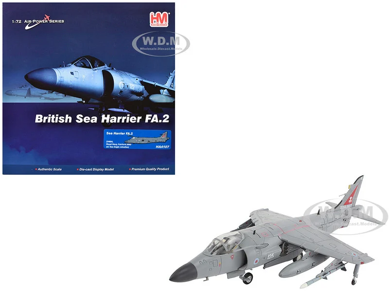 British Aerospace Sea Harrier FA.2 Aircraft with Sea Eagle Missiles "ZH804, Fairford" (2002) British Royal Navy "Air Power Series" 1/72 Diecast Model by Hobby Master - Military Models