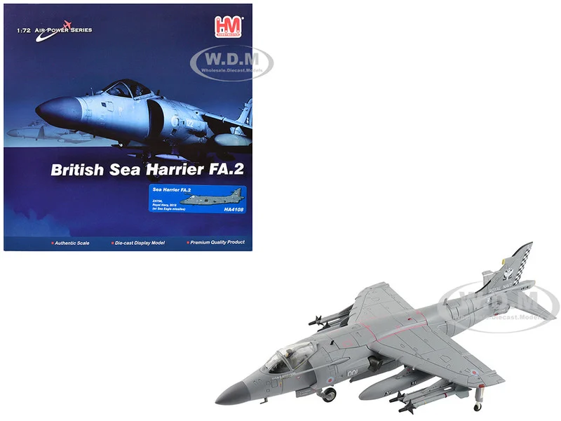 British Aerospace Sea Harrier FA.2 Aircraft with Sea Eagle Missiles "ZH796" (2018) British Royal Navy "Air Power Series" 1/72 Diecast Model by Hobby Master - Y_Vehicle Type