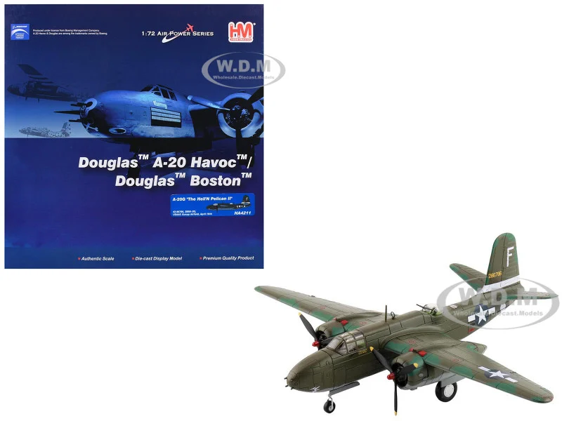Douglas A-20G Havoc Aircraft "42-86786, Hell'N Pelican II, 388th Bomb Squadron, Gusap Airfield" (1944) United States Army Air Forces "Air Power Series" 1/72 Diecast Model by Hobby Master