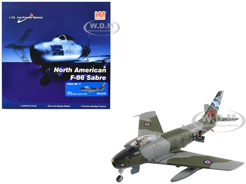 Canadair Sabre Mk.6 Fighter Aircraft "23622, 430 Squadron" (1950s) Royal Canadian Air Force "Air Power Series" 1/72 Diecast Model by Hobby Master - Military Models